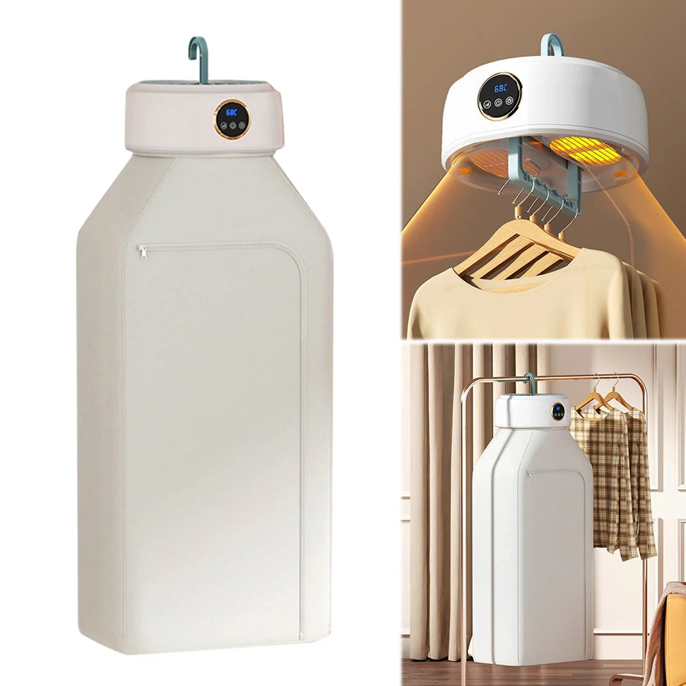 Portable Clothes Dryer with Timer Function - Foldable Hot Air Drying Machine for Home and Office Use
