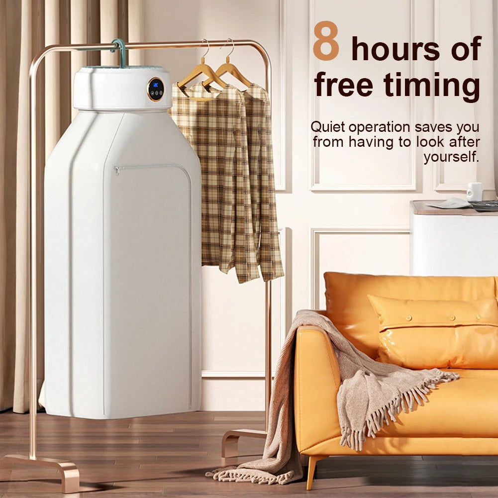 Portable Clothes Dryer with Timer Function - Foldable Hot Air Drying Machine for Home and Office Use
